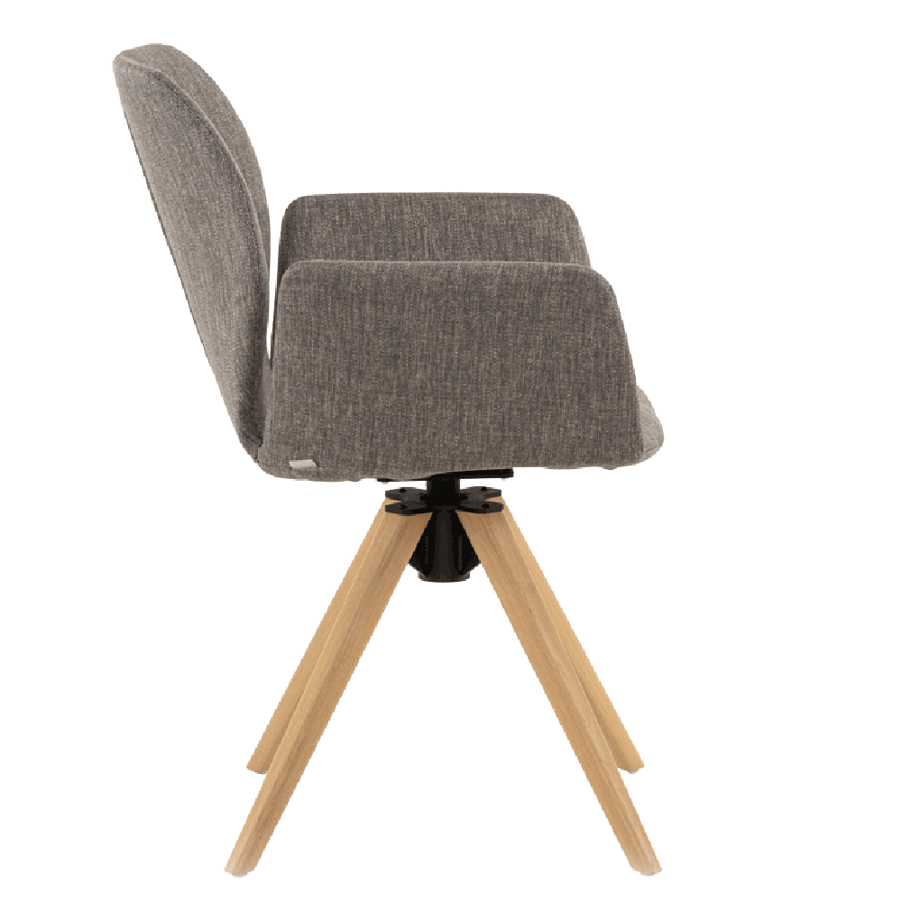 Mobitec :: Mood 95 gray swivel chair with armrests, 60 cm wide, wooden base