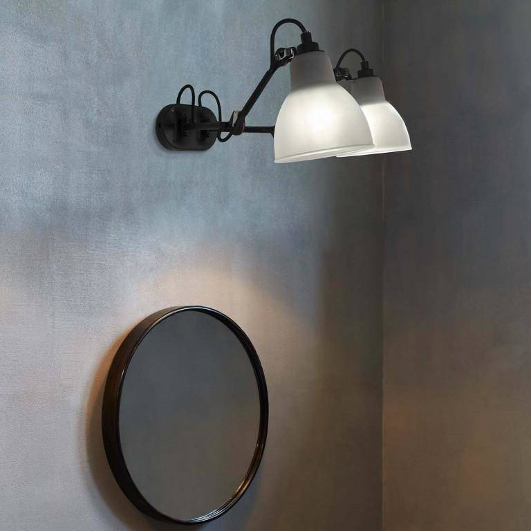 DCW:: Lampe Gras N°204 double Bath CLI wall lamp/sconce, black and white, diameter 15.3 cm