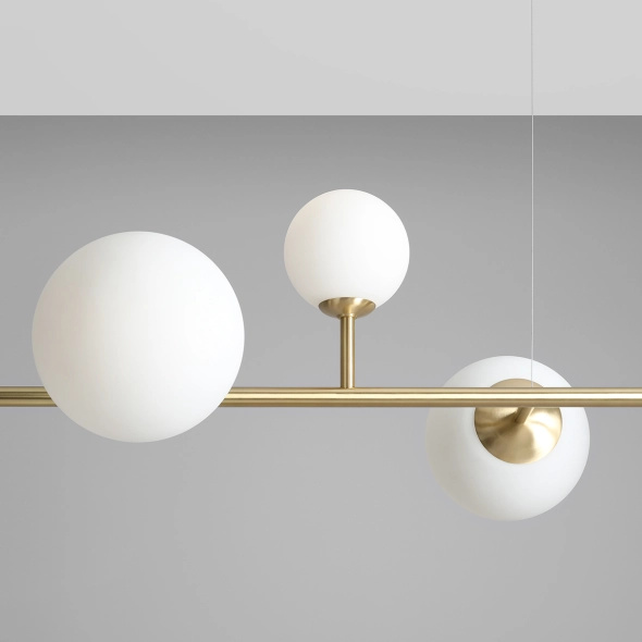 Artera :: Dione 6 brass pendant lamp, width 130 cm, gold / milky shade