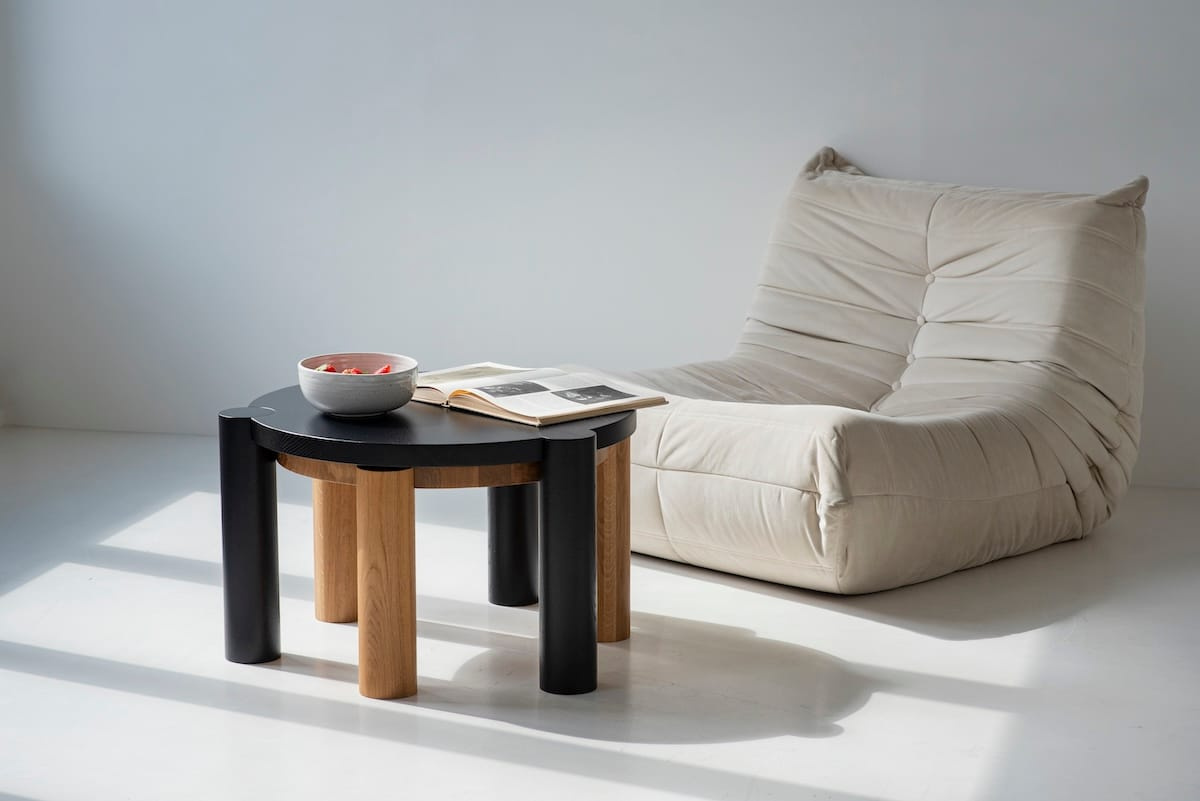 Szyszka Design :: Stolik dębowy Trika śr. 70 cm / wys. 45 cm czarny