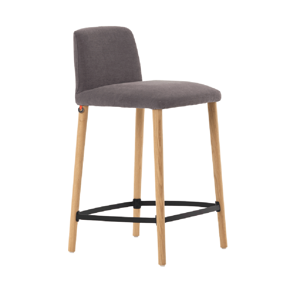 Mobitec :: Rob C05 upholstered bar stool/stool, height 85 cm, grey, wooden legs