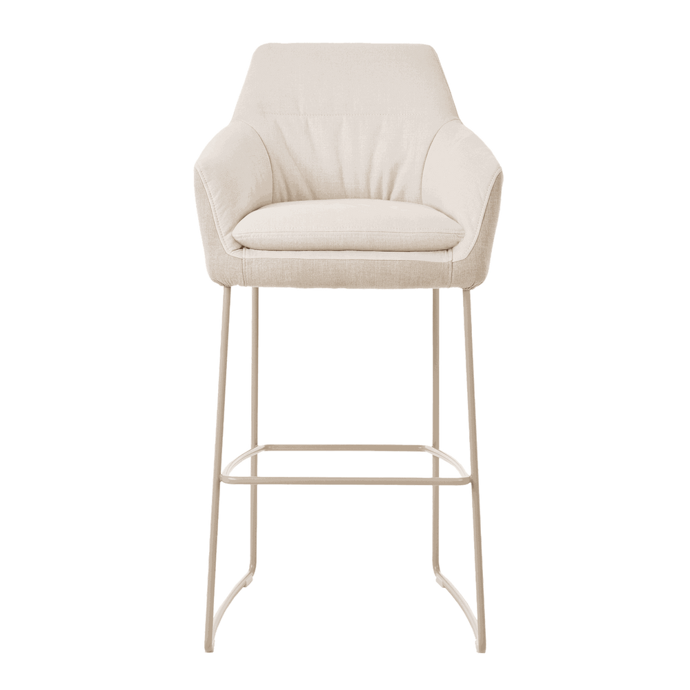 Mobitec :: Saga C28 upholstered bar stool / stool, height 114 cm, gray, with armrests, metal legs