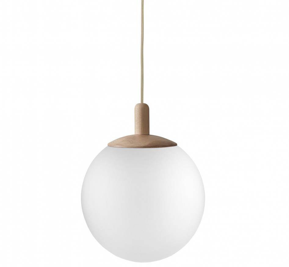 Kaspa :: Alur Wood white and oak pendant lamp, diameter 25 cm, size S