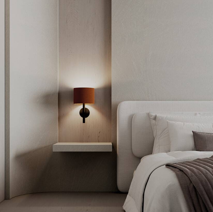 Aromas :: Rems wall lamp/sconce, diameter 20 cm, dark brown leather shade
