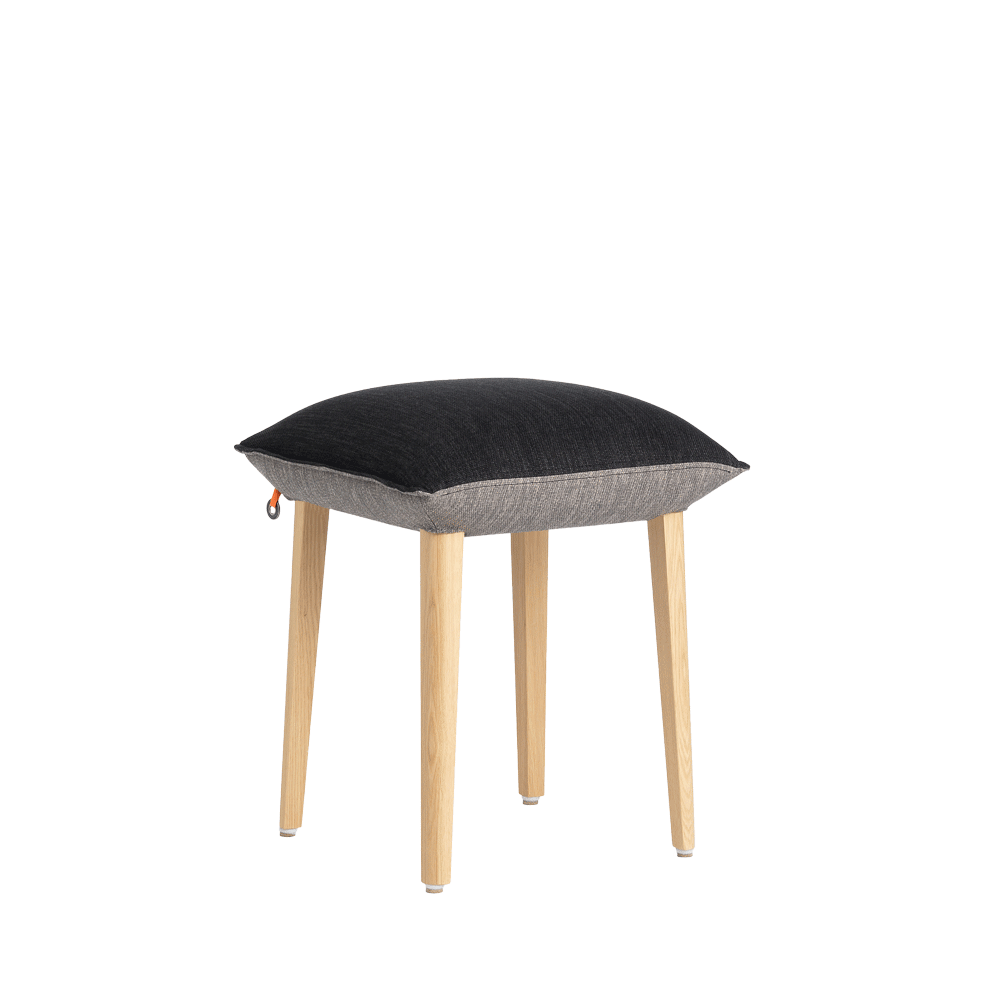 Mobitec :: Upholstered stool Soft C32, height 50 cm, gray, wooden legs