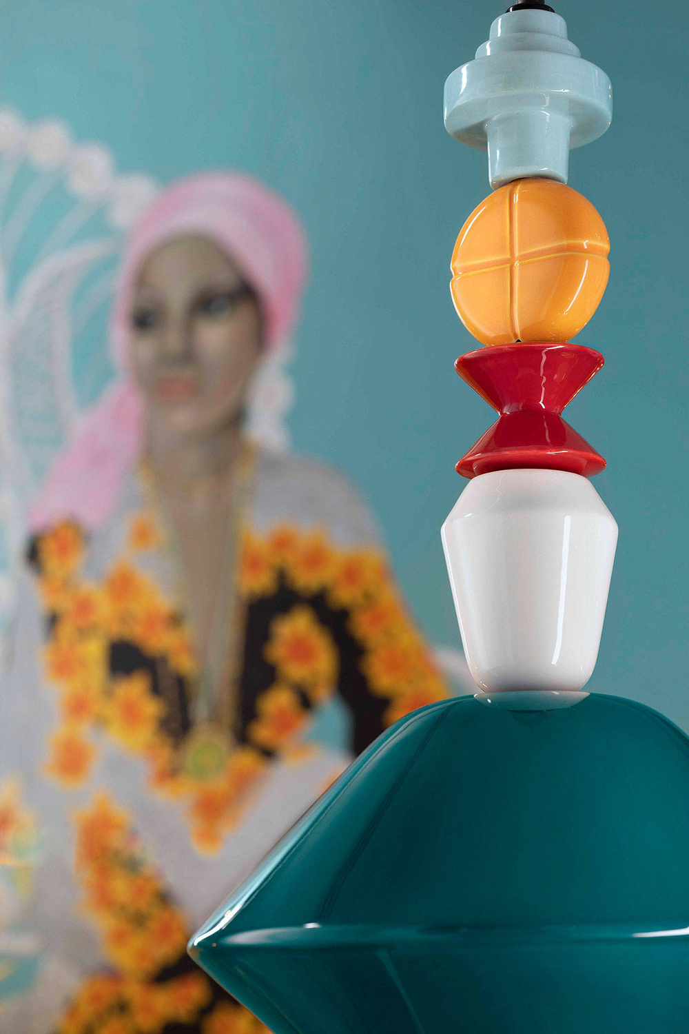 Ferroluce :: Lariat orange Hängelampe, Höhe 56 cm