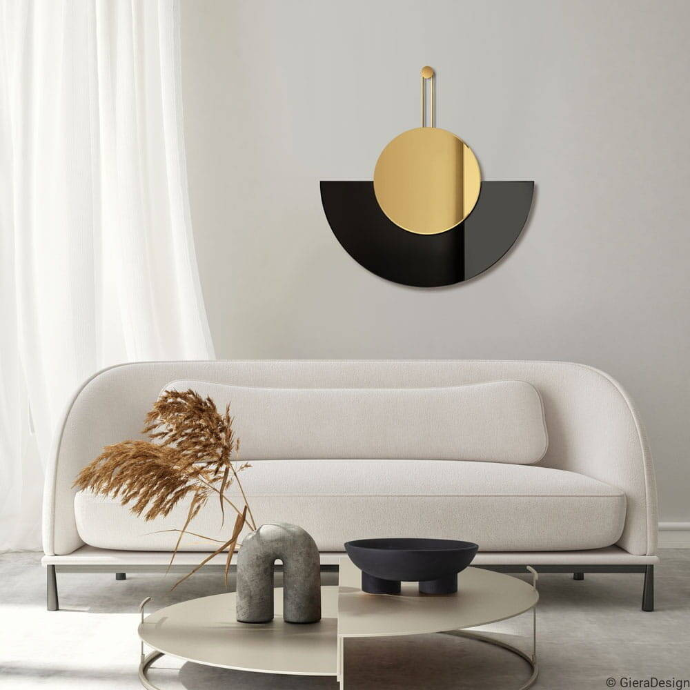 Giera Design :: Sign Inco Dekospiegel, Gold und Schwarz, Breite 70 cm