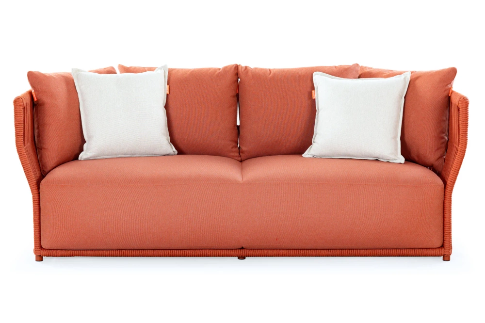 Kunesti :: Viel Freude! Orangefarbenes Gartensofa, Breite 190 cm