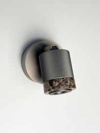 Aromas :: Lampa ścienna / kinkiet Tea śr. 5 cm szary metal / brązowy marmur