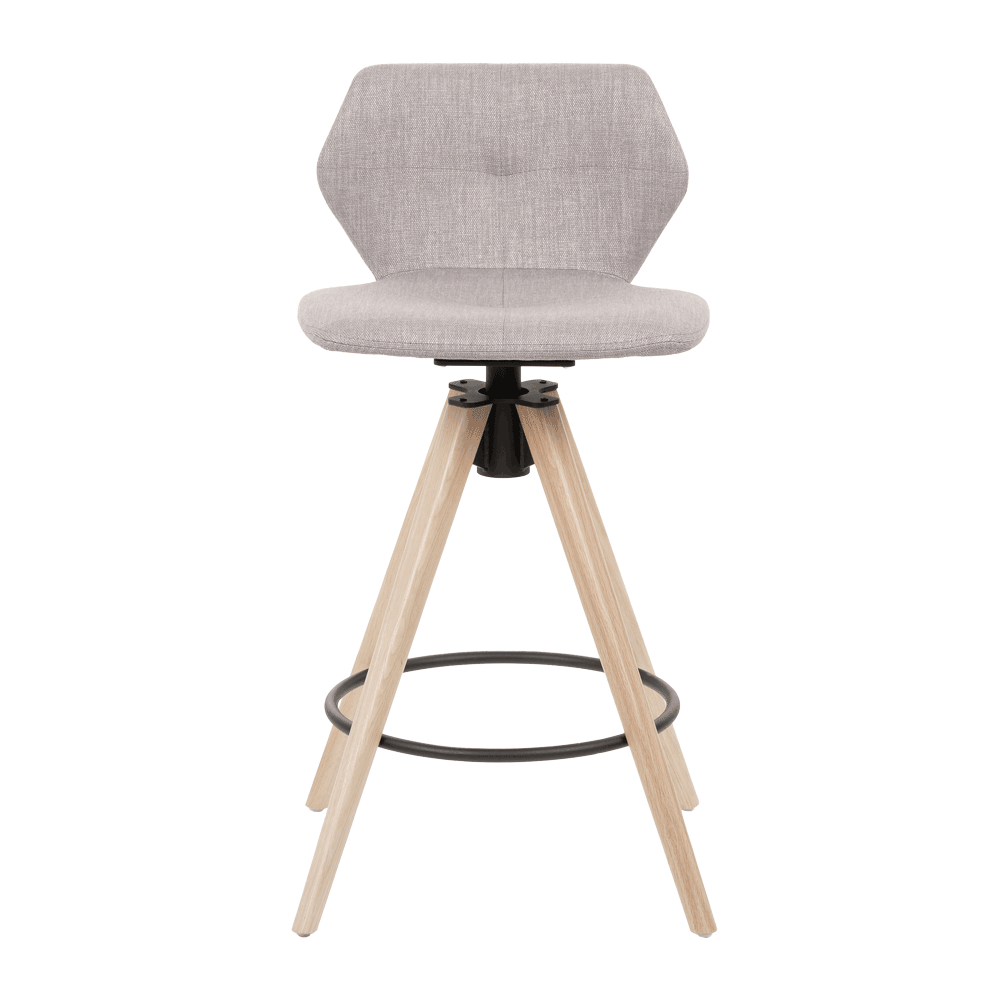 Mobitec :: Upholstered swivel bar stool / stool Mood 91, height 85 cm, gray, wooden legs