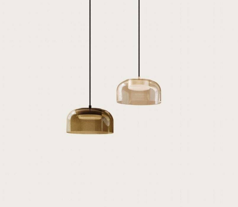 Aromas :: Ipon pendant lamp, diameter 20 cm, smoked brown / gold metal
