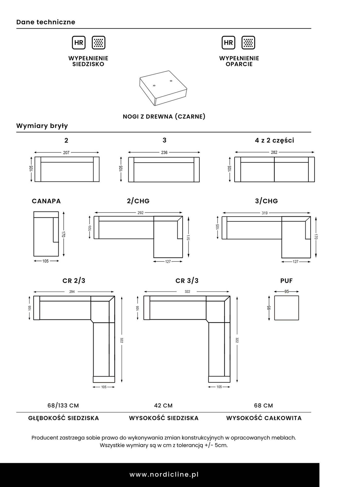 Nordic Line :: Sofa gepolstert Michelle 3 person 236x68x105cm grün