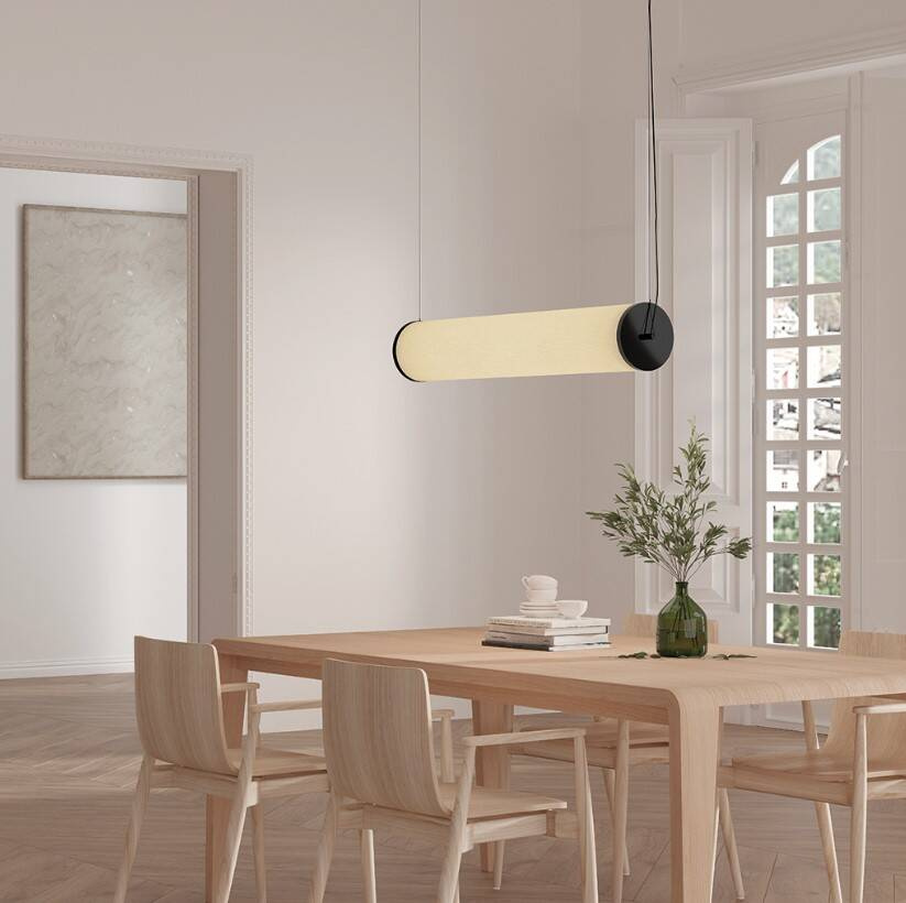 Aromas :: Lampa wisząca Nooi z lnianym kloszem szer.100 cm pozioma