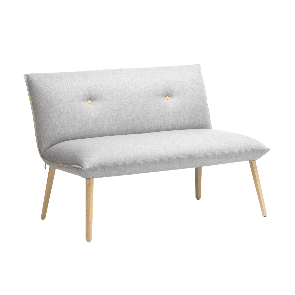 Mobitec :: Soda B21 2-seater upholstered sofa/bench, width 121 cm, gray, with wooden legs