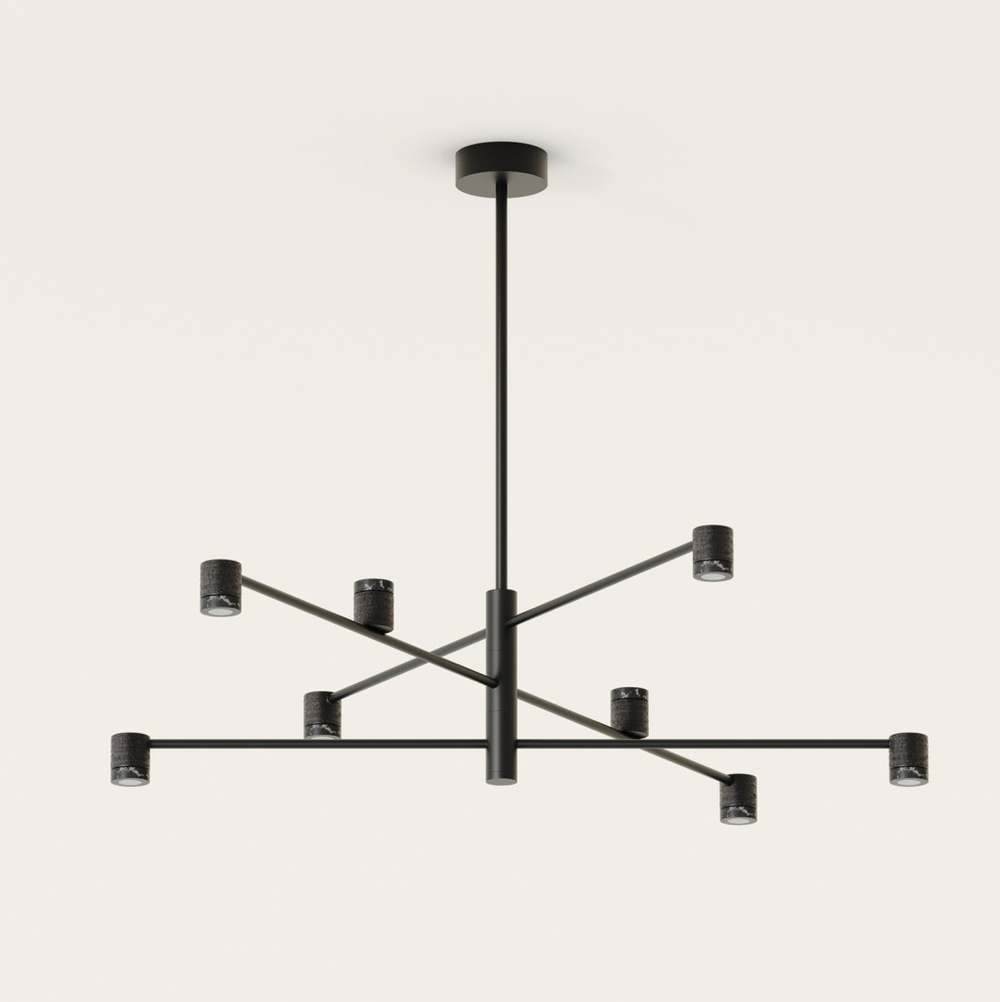 Aromas :: Lampa wisząca Tea XL szer. 130 cm czarna marmurowe klosze