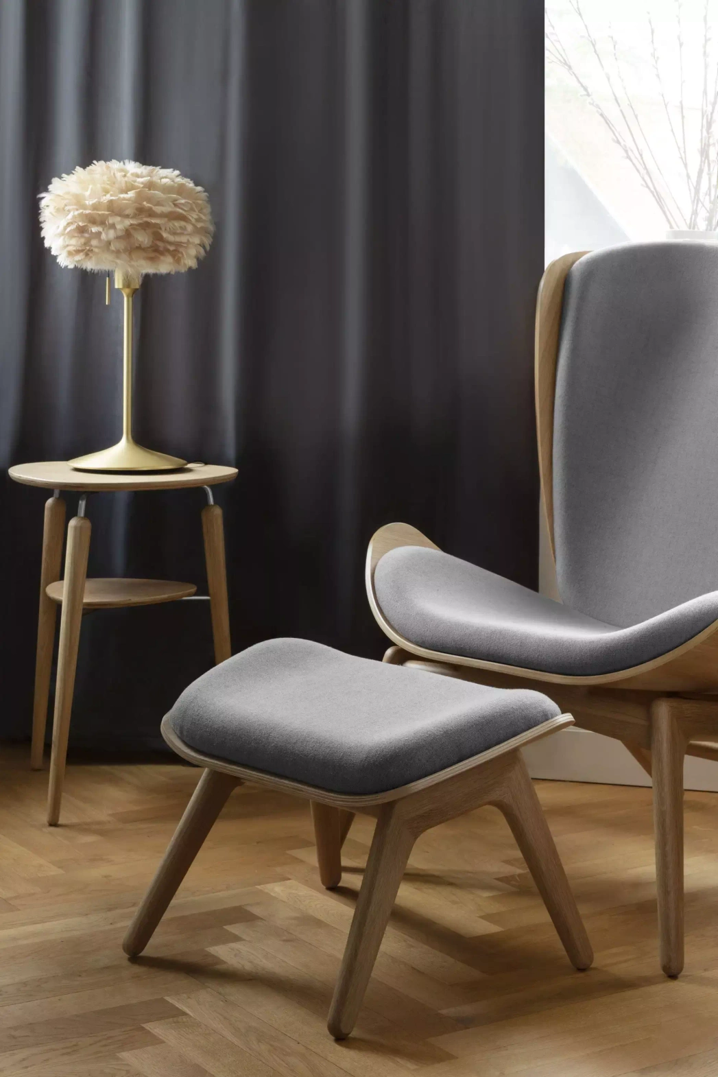 Umage :: Conversation Piece Sterling Upholstered Footstool, Gray, Width: 63 cm