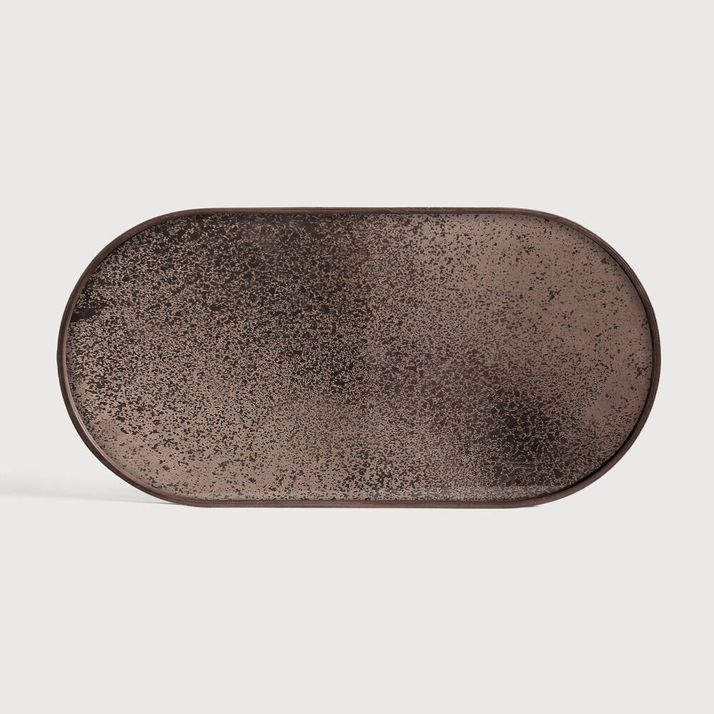Ethnicraft :: Oval tray Aged mirror brown-mirror size M width 71 cm