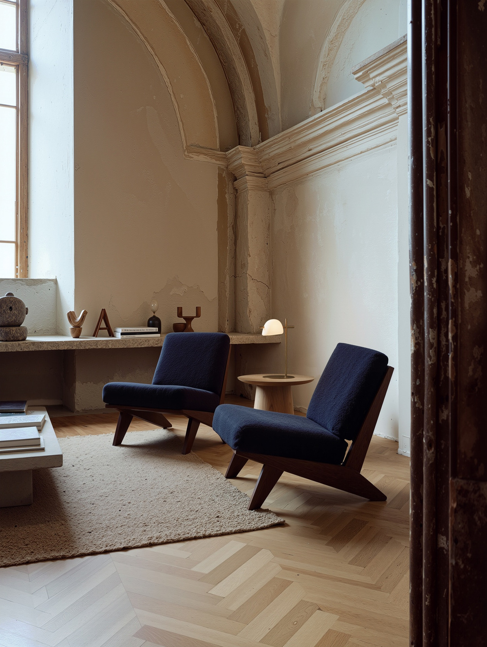 Aromas :: Lampa stołowa Lada wys. 45 cm biała ceramika / postarzane złoto