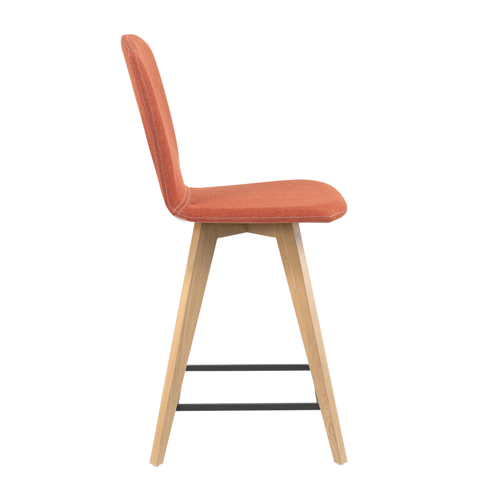 Mobitec :: Upholstered bar stool / bar stool Mood 21 height 101 cm red wooden legs