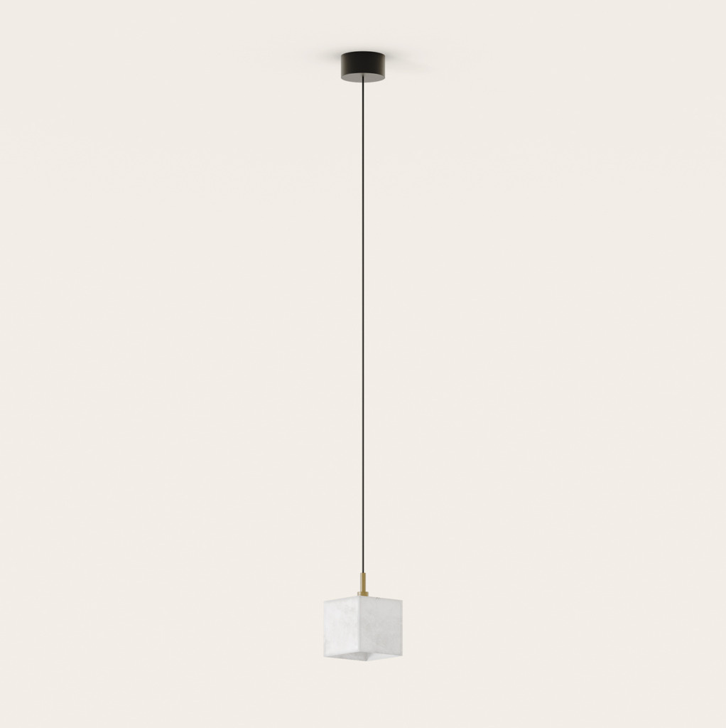 Aromas :: Lampa wisząca Cubic biały klosz / złoty metal