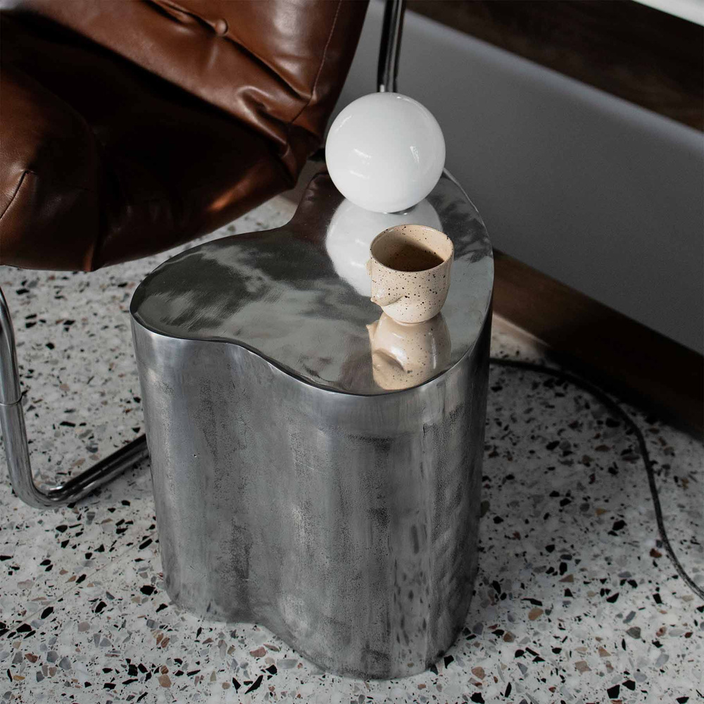 Embassy Interiors :: Aluminum table with a spherical lamp / artistic light object, height 38 cm