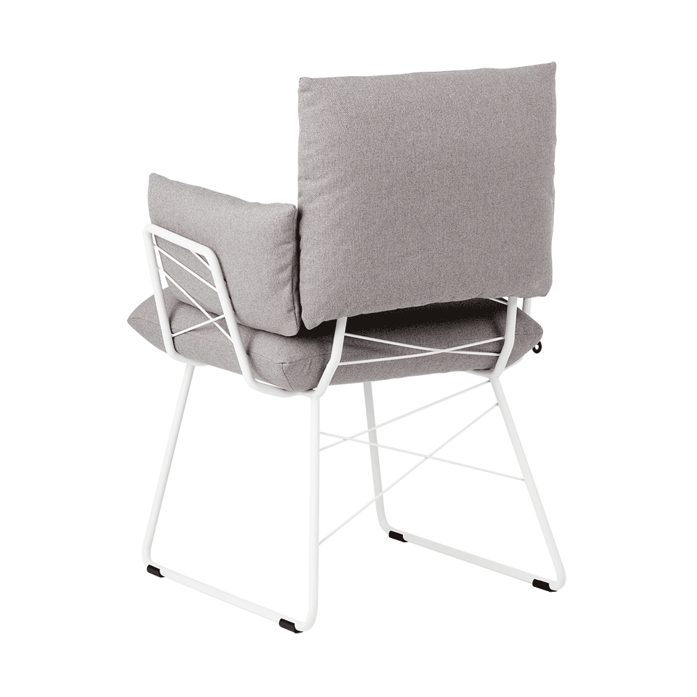 Mobitec :: Cosy upholstered chair, gray, with armrests, 63 cm wide, metal legs