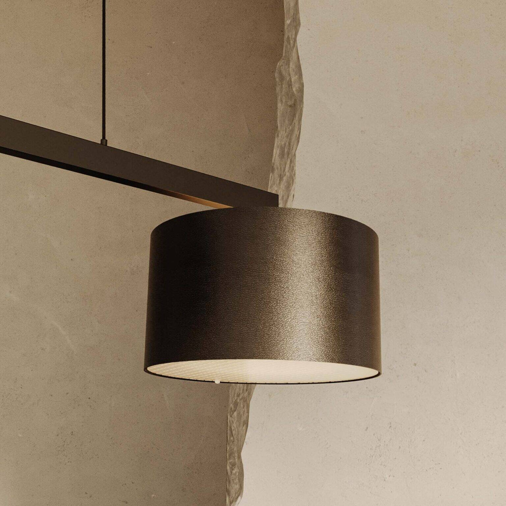 Aromas :: Rems 2 hanging lamp, width 115 cm, dark brown leather shades