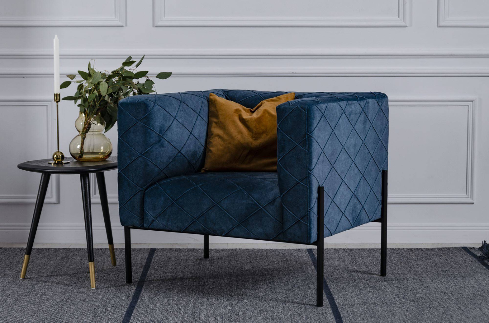 Nordic Line :: Upholstered armchair Block blue 85x76x79 cm