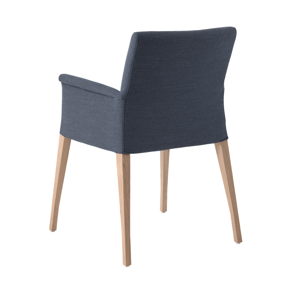 Mobitec :: Pure Classic C02 gray upholstered chair with armrests, 59 cm wide, wooden legs