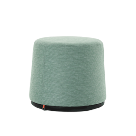 Mobitec :: Bolero green upholstered pouf with wooden base, diameter 51 cm