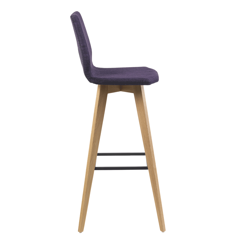 Mobitec :: Upholstered bar stool / bar stool Mood 41, height 111 cm, purple, wooden legs