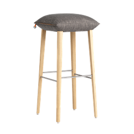 Mobitec :: Upholstered bar stool / bar stool Soda C39, height 85 cm, gray, wooden legs