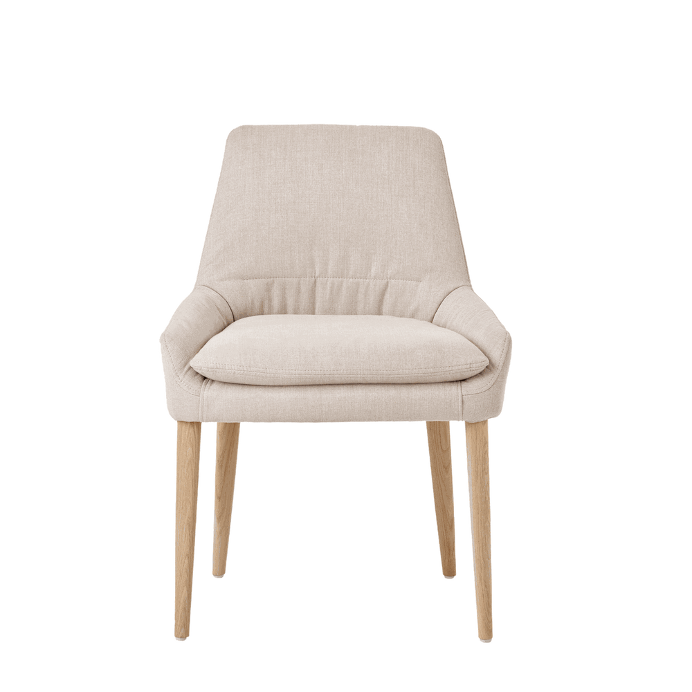 Mobitec :: Saga C01 upholstered chair, beige, width 59 cm, wooden legs