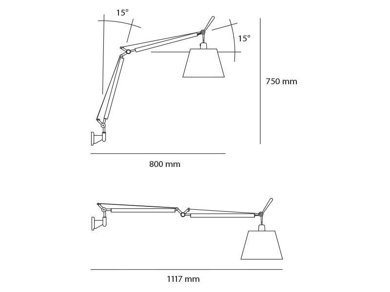 Artemide :: Wandlampe aus Aluminium Tolomeo Basculante Durchmesser 18 cm grau
