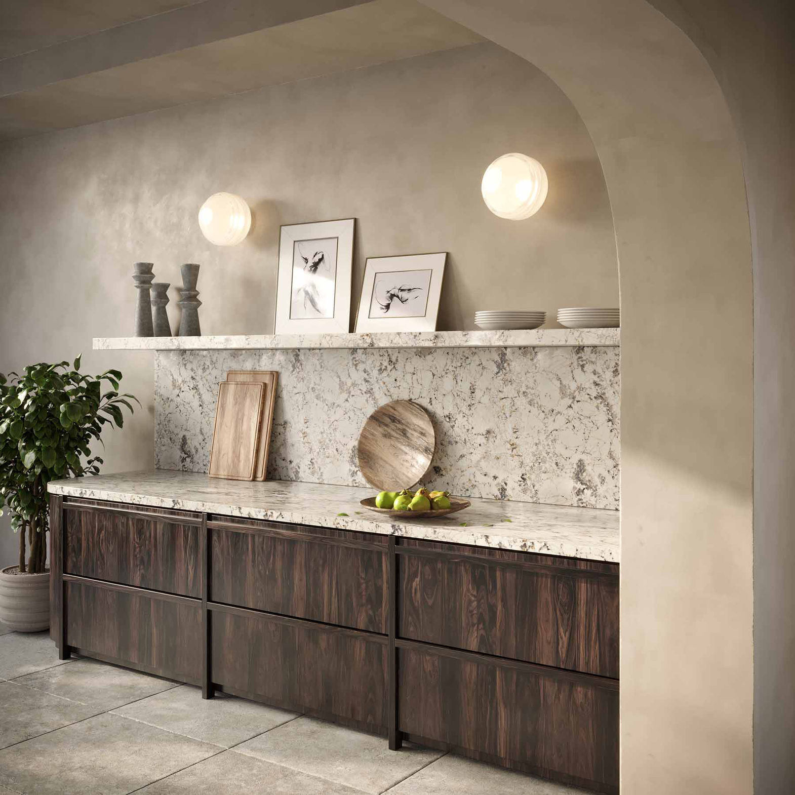 Embassy Interiors :: Saturn wall/ceiling lamp, diameter 25 cm, white brass