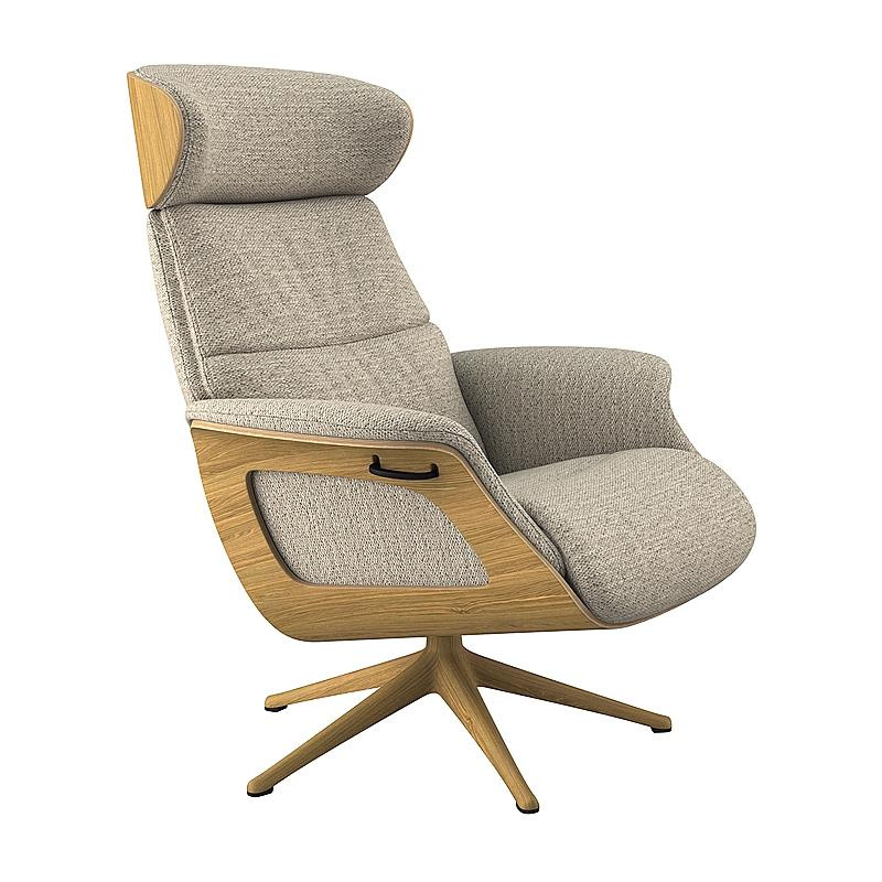 Flexlux :: Clement upholstered reclining armchair with footstool, gray-oak, medium size
