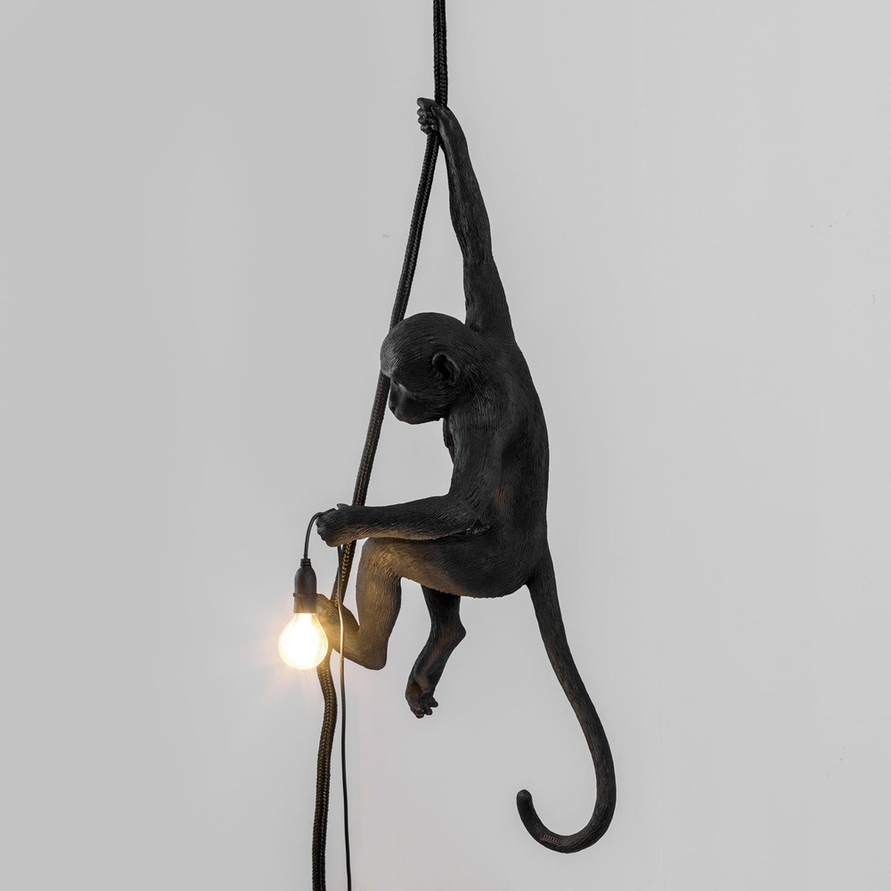 Seletti :: Deckenlampe aus Harz Monkey With Rope schwarz