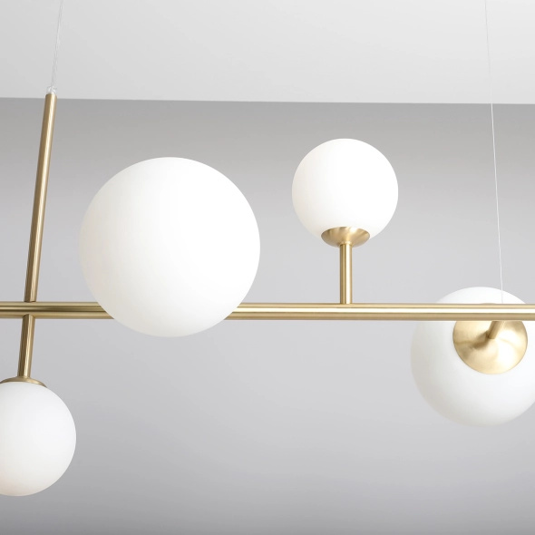 Artera :: Dione 6 brass pendant lamp, width 130 cm, gold / milky shade