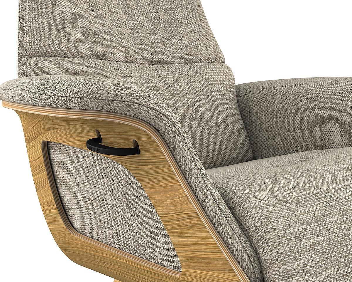 Flexlux :: Clement upholstered reclining armchair with footstool, gray-oak, medium size