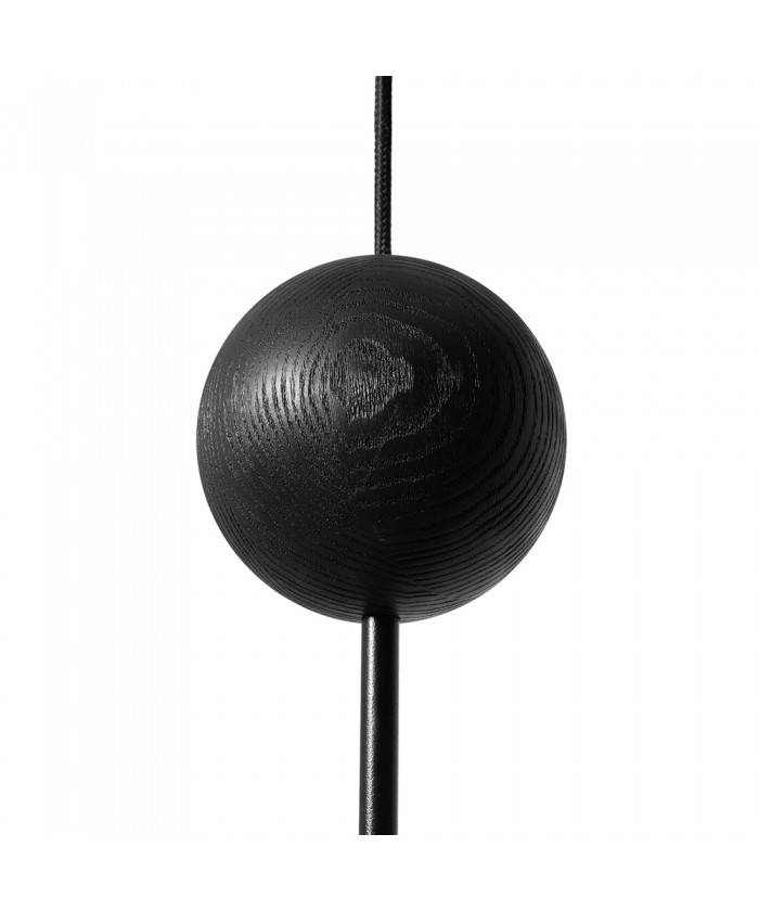 Ummo :: Oio A hanging lamp, black and white, width 15 cm, with a wooden ball