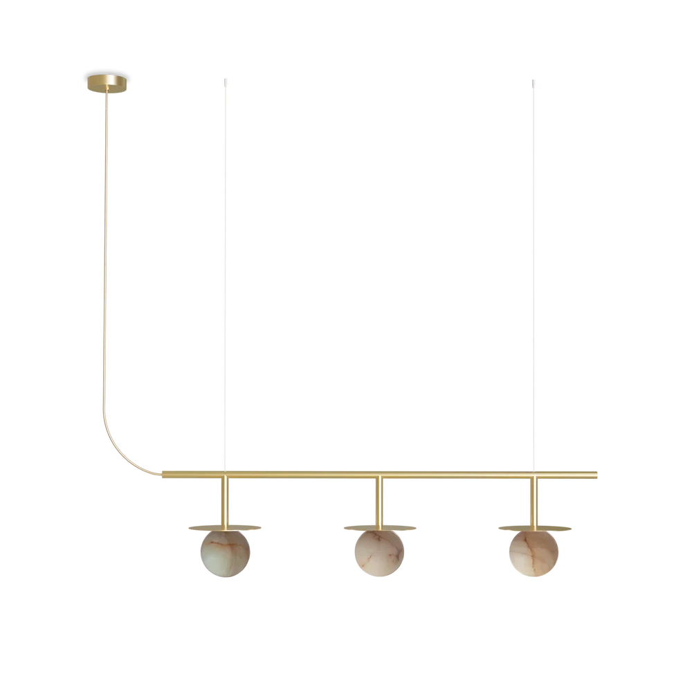 Robin :: Lampa wisząca Royal 3 szer. 90 cm mosiężno-alabastrowa