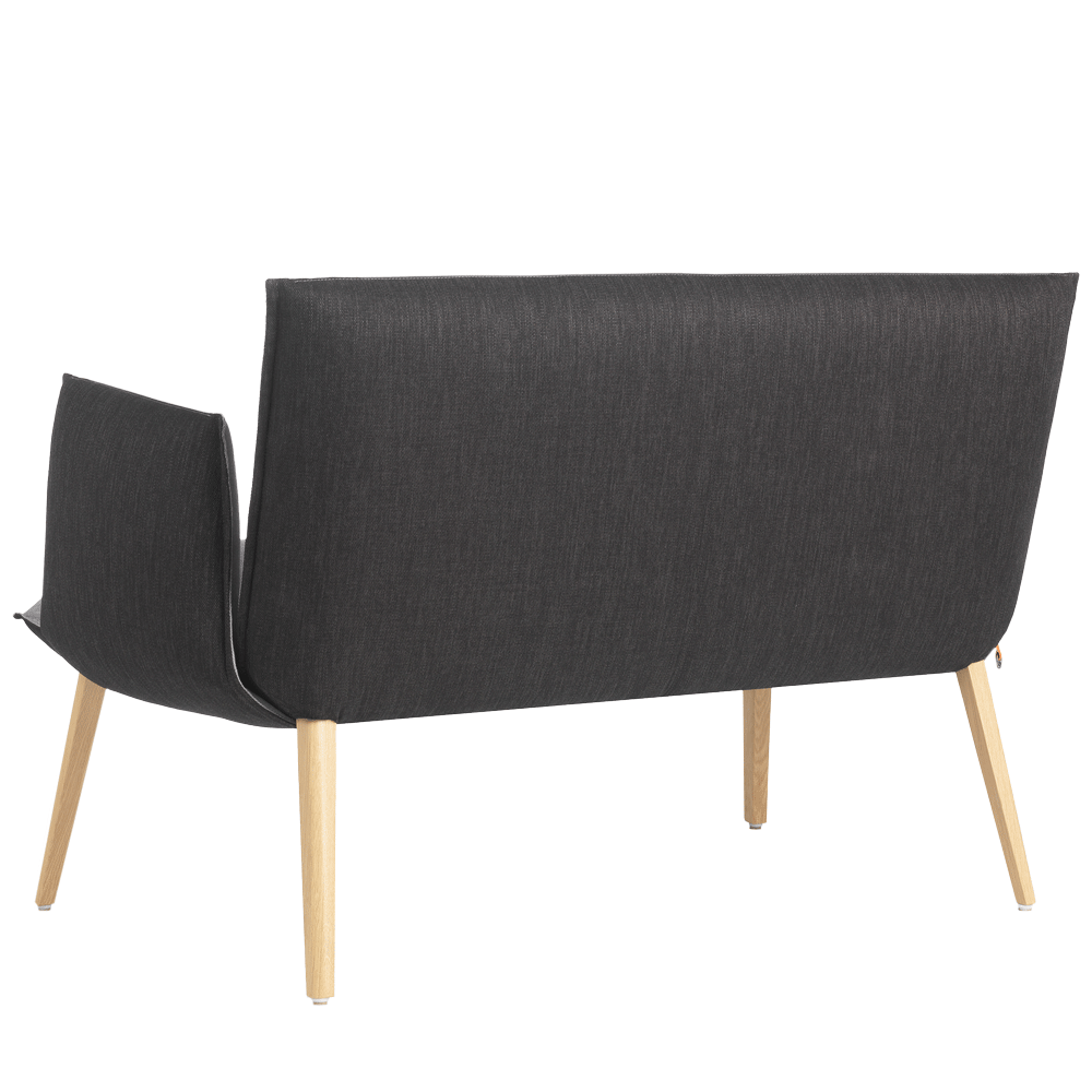 Mobitec :: 2-seater upholstered sofa/bench Soft C11, width 134 cm, gray, with wooden legs