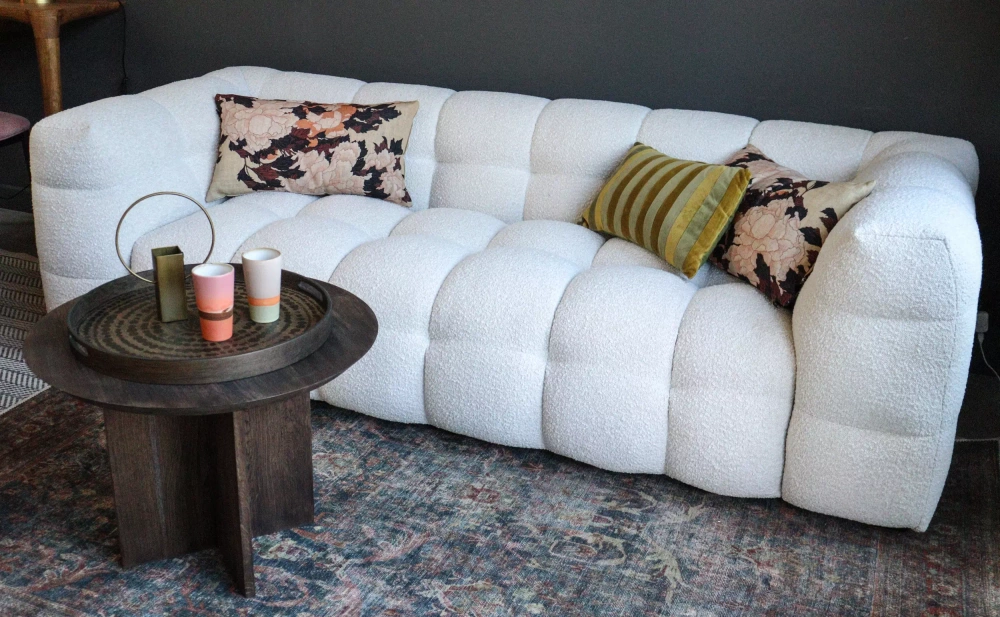 Nordic Line :: Upholstered sofa Michelle 3-seater cream boucle 236x68x100 cm