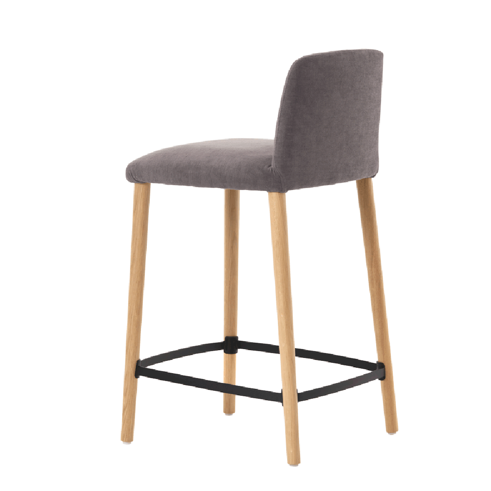 Mobitec :: Rob C05 upholstered bar stool/stool, height 85 cm, grey, wooden legs
