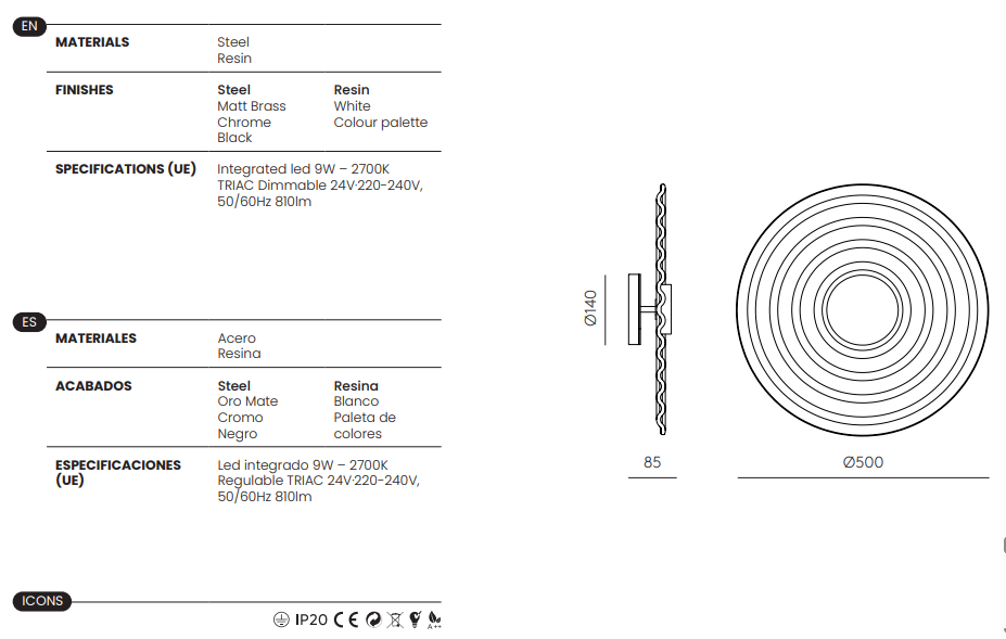 Aromas :: Rang wall lamp, diameter 50 cm, terracotta