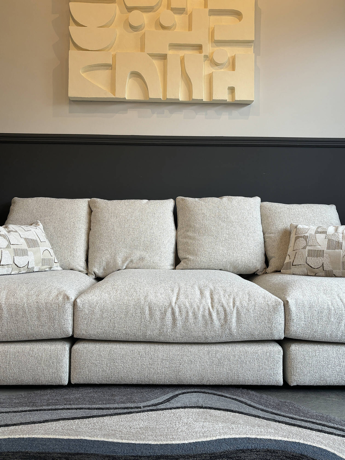 Nordic Line :: Bella upholstered sofa, width 295 cm, grey-beige