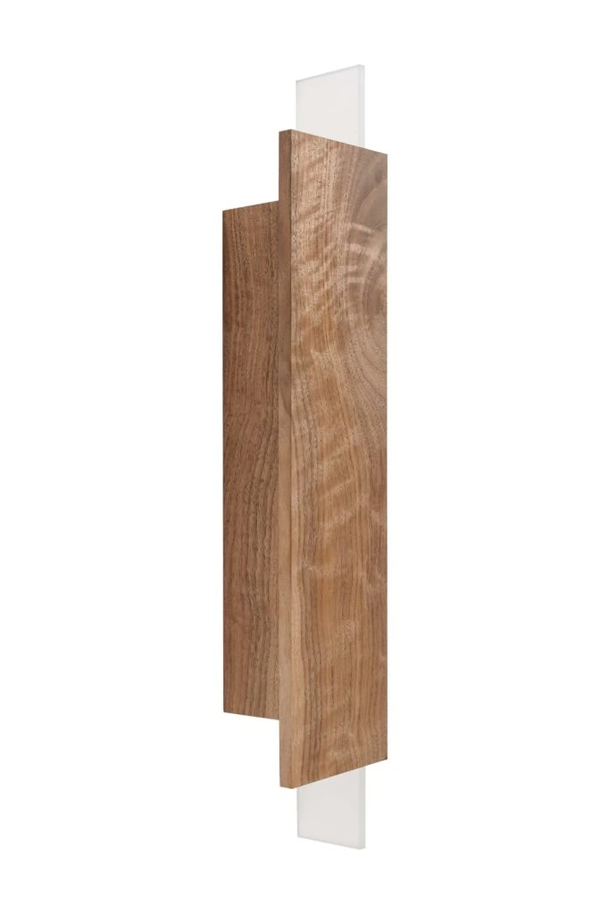 Loftlight :: Blaze Wandleuchte / Wandleuchte, Höhe 53 cm, sandgestrahltes Glas, Naturholz