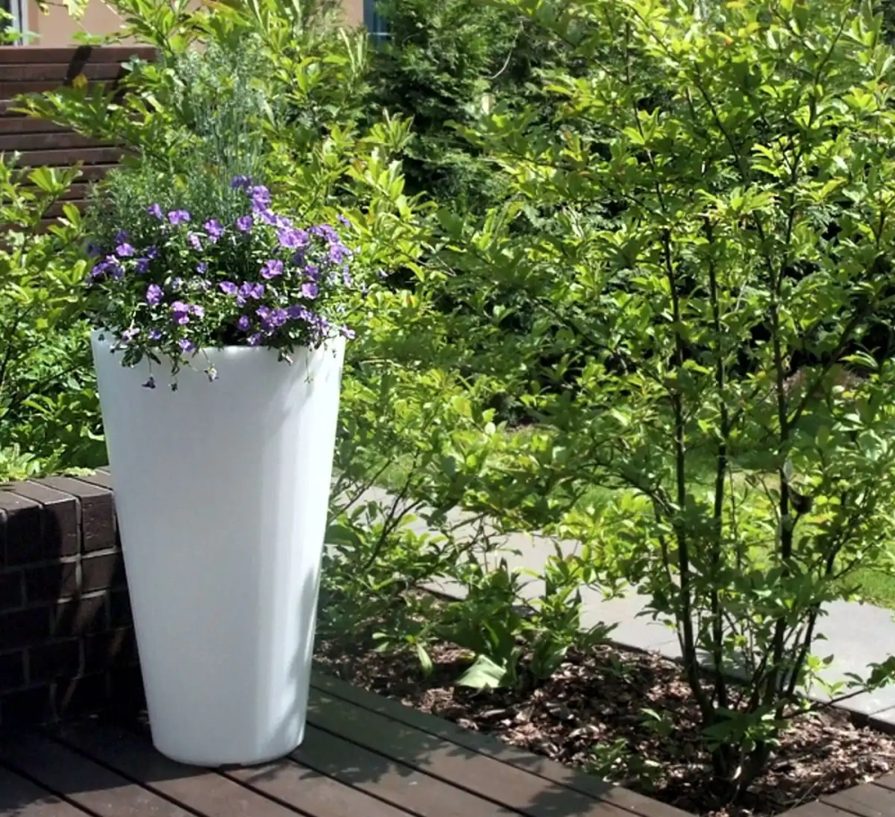 Micante :: Topf aus Plastik Aurora beleuchtet Durchmesser 46 weiß