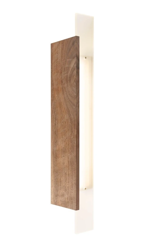 Loftlight :: Blaze wall lamp / sconce, height 53 cm, sandblasted glass, natural wood