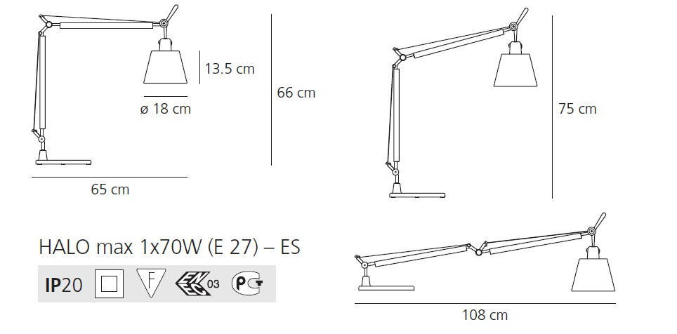 Artemide :: Lampa biurkowa Tolomeo Basculante srebrna śr. 18 cm